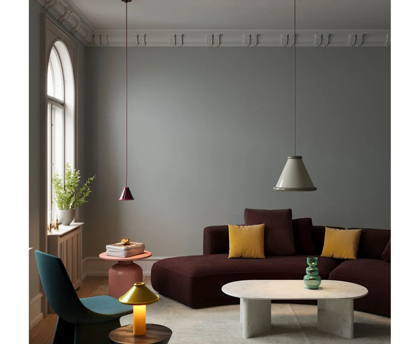 Belid Belle Taklampa Pepple Grey/Moss Grey Ø36