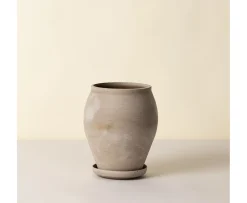Bergs Potter Delphi Kruka med Fat Raw Grey Ø22