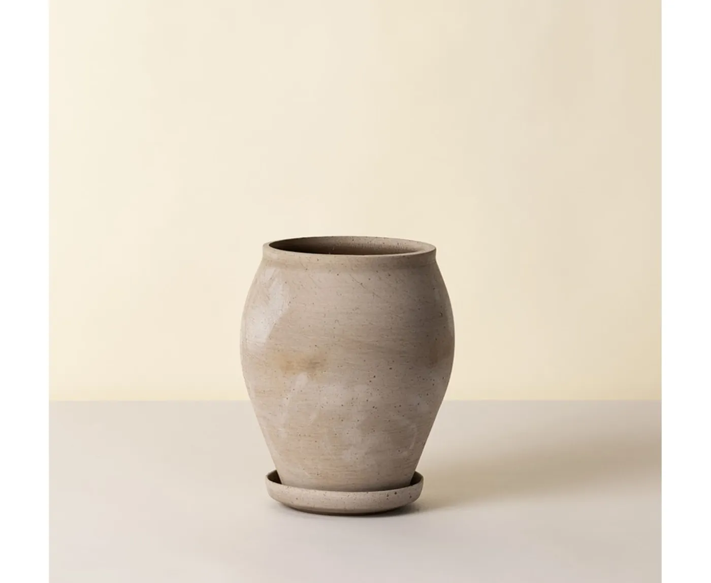 Bergs Potter Delphi Kruka med Fat Raw Grey Ø22