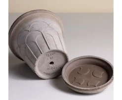 Bergs Potter Fleur Kruka med Fat Raw Grey Ø16