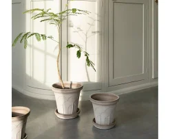 Bergs Potter Fleur Kruka med Fat Raw Grey Ø16