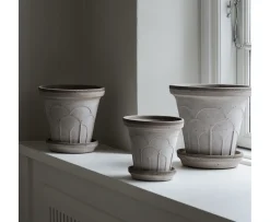 Bergs Potter Fleur Kruka med Fat Raw Grey Ø18