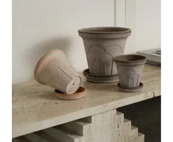 Bergs Potter Fleur Kruka med Fat Raw Grey Ø21