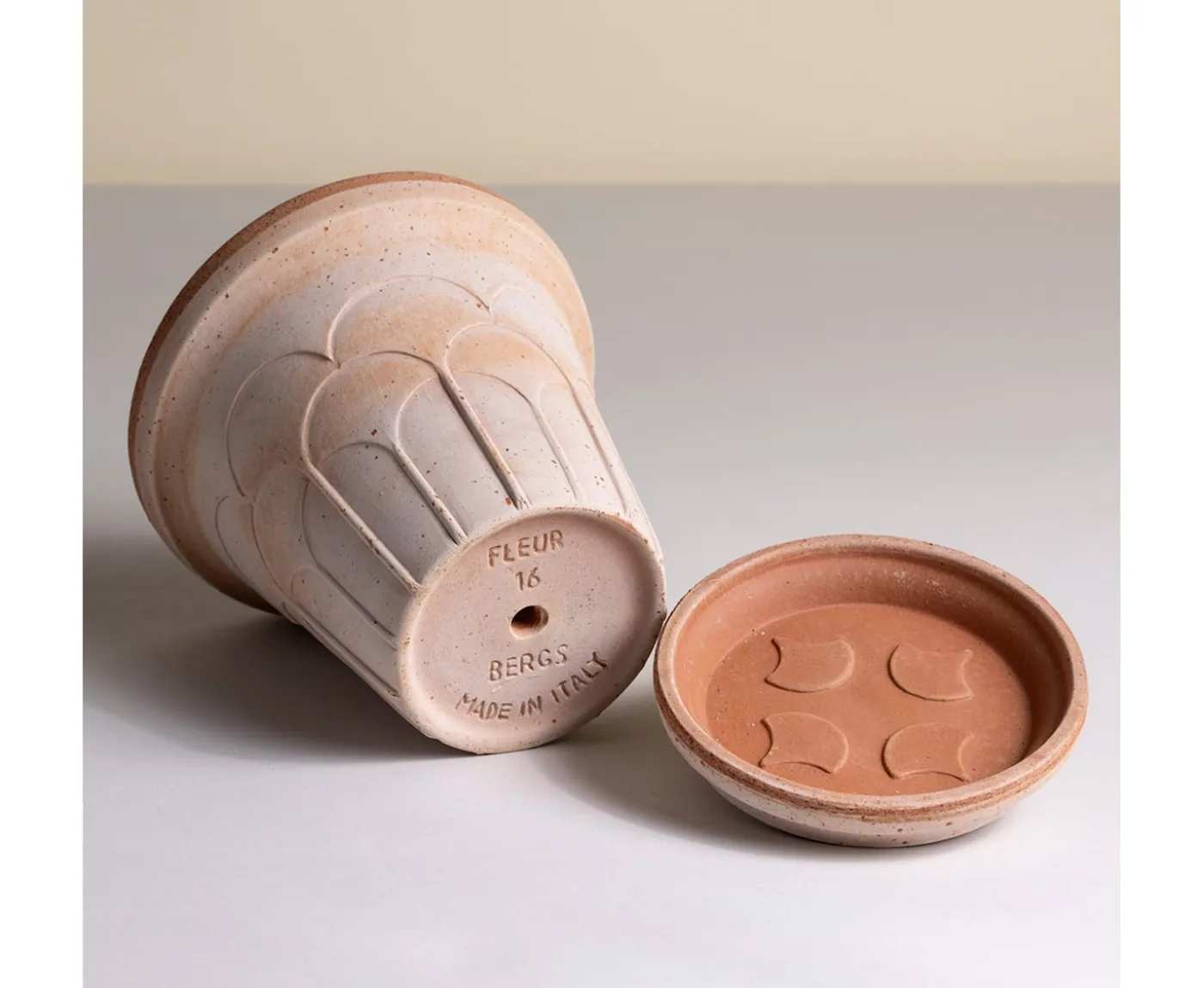 Bergs Potter Fleur Kruka med Fat Raw Rosa Ø16
