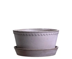 Bergs Potter Helena Low Kruka med Fat Raw Grey Terracotta Ø21
