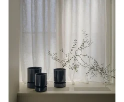 Bergs Potter Hoff Kruka med Fat Glazed Sapphire Blue Ø12