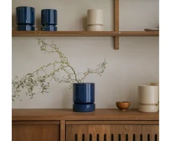 Bergs Potter Hoff Kruka med Fat Glazed Sapphire Blue Ø16