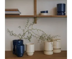 Bergs Potter Hoff Kruka med Fat Glazed Sapphire Blue Ø16