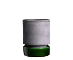 Bergs Potter Hoff Kruka med Fat Raw Grey/Glazed Emerald Green Ø16