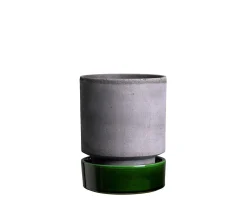 Bergs Potter Hoff Kruka med Fat Raw Grey/Glazed Emerald Green Ø14