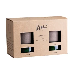 Bergs Potter Hoff Kruka med Fat Raw Grey Glazed Emerald Green Ø8, 2-pack