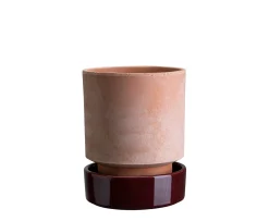 Bergs Potter Hoff Kruka med Fat Raw Rosa/Glazed Deep Burgundy Ø18
