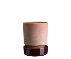 Bergs Potter Hoff Kruka med Fat Raw Rosa/Glazed Deep Burgundy Ø14