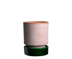 Bergs Potter Hoff Kruka med Fat Raw Rosa/Glazed Emerald Green Ø14