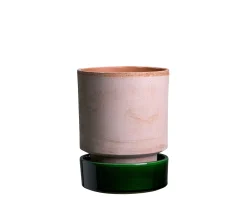 Bergs Potter Hoff Kruka med Fat Raw Rosa/Glazed Emerald Green Ø16