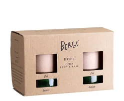Bergs Potter Hoff Kruka med Fat Raw Rosa Glazed Emerald Green Ø8, 2-pack