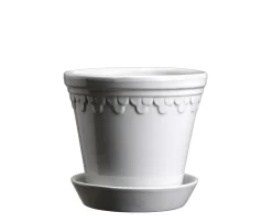 Bergs Potter Københavner Kruka med Fat Glazed Mineral White Ø18
