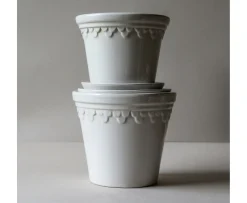 Bergs Potter Københavner Kruka med Fat Glazed Mineral White Ø14