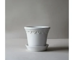 Bergs Potter Københavner Kruka med Fat Glazed Mineral White Ø14
