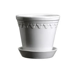Bergs Potter Københavner Kruka med Fat Glazed Mineral White Ø25