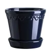 Bergs Potter Københavner Kruka med Fat Glazed Sapphire Blue Ø25
