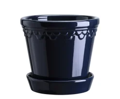Bergs Potter Københavner Kruka med Fat Glazed Sapphire Blue Ø25