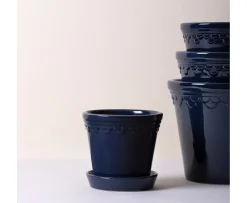 Bergs Potter Københavner Kruka med Fat Glazed Sapphire Blue Ø18