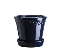 Bergs Potter Københavner Kruka med Fat Glazed Sapphire Blue Ø18