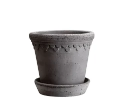 Bergs Potter Københavner Kruka med Fat Raw Grey Terracotta Ø18