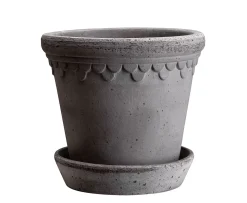 Bergs Potter Københavner Kruka med Fat Raw Grey Terracotta Ø25
