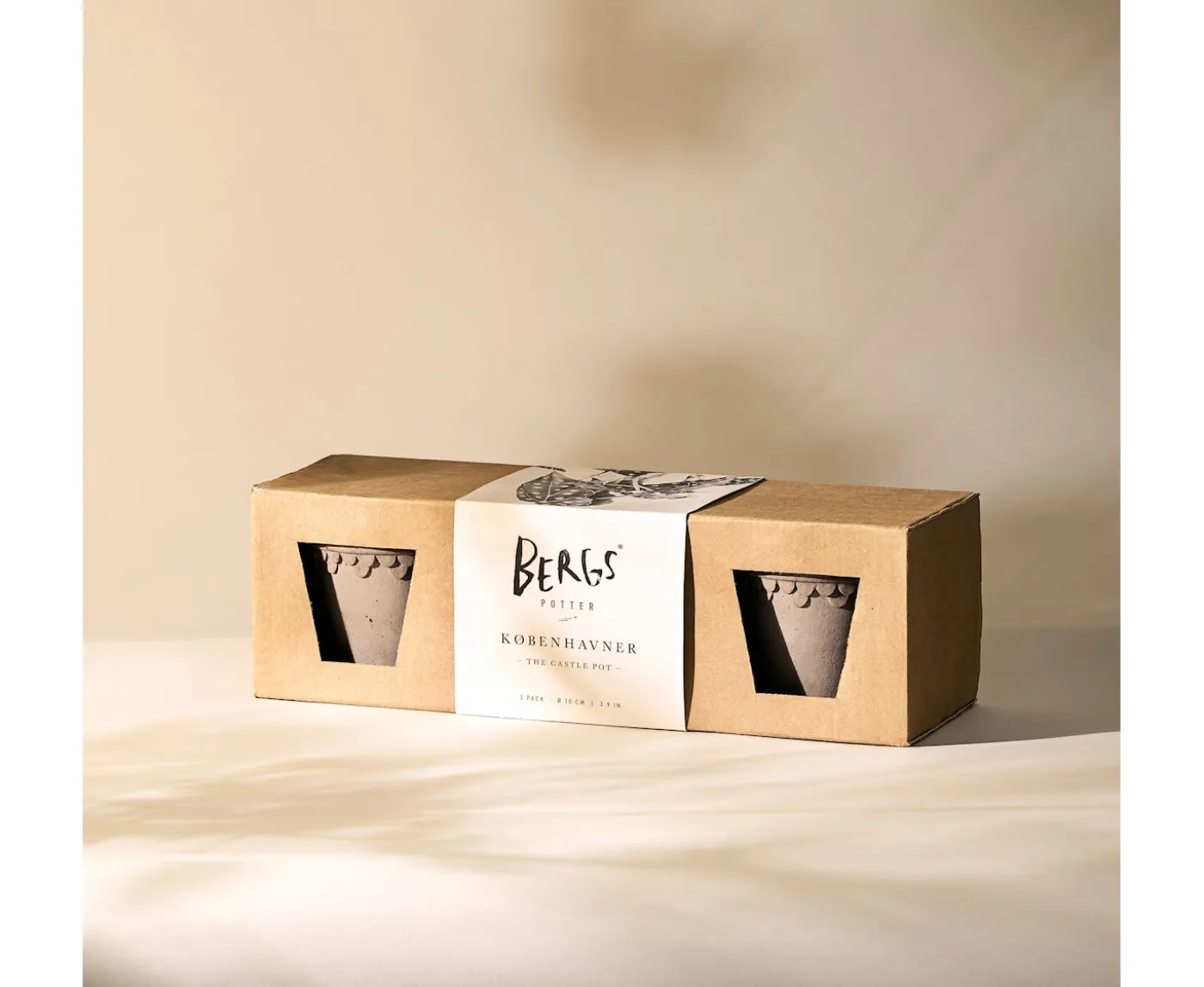 Bergs Potter Københavner Kruka Raw Grey Terracotta 3-pack Ø10