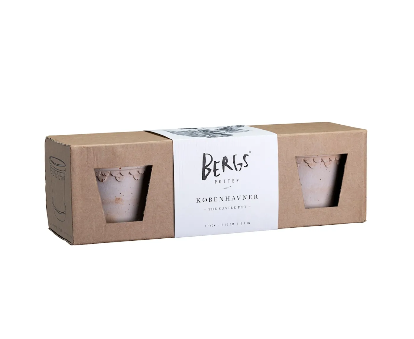Bergs Potter Københavner Kruka Raw Rosa Terracotta 3-pack Ø10