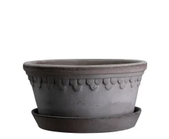Bergs Potter Københavner Low Kruka med Fat Raw Grey Terracotta Ø25
