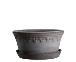 Bergs Potter Københavner Low Kruka med Fat Raw Grey Terracotta Ø21