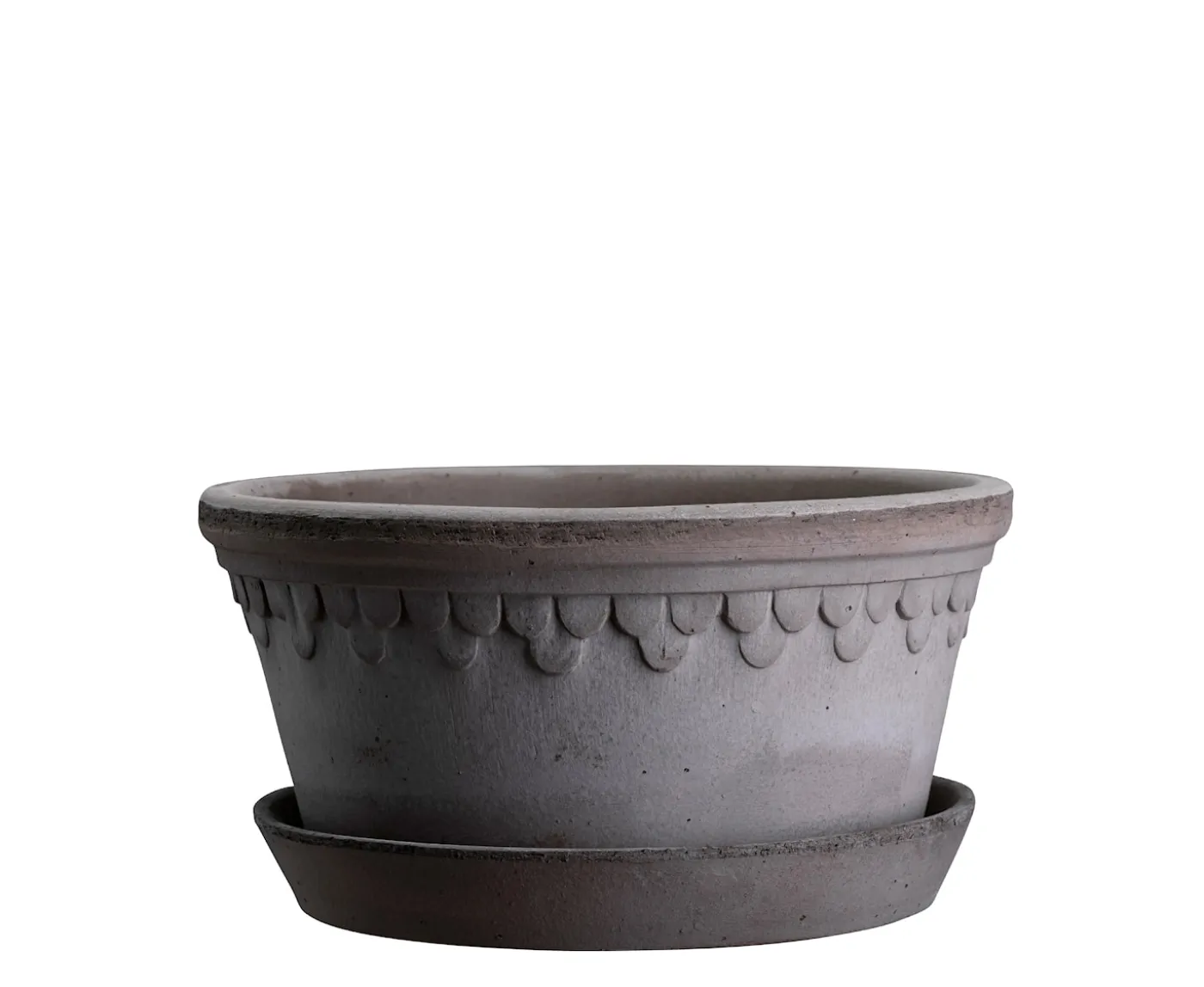Bergs Potter Københavner Low Kruka med Fat Raw Grey Terracotta Ø21