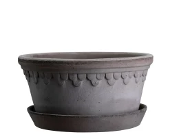 Bergs Potter Københavner Low Kruka med Fat Raw Grey Terracotta Ø30