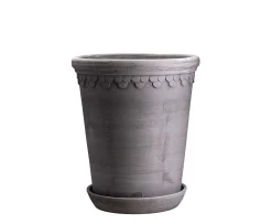 Bergs Potter Københavner Tall Kruka med Fat Raw Grey Terracotta Ø14