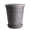 Bergs Potter Københavner Tall Kruka med Fat Raw Grey Terracotta Ø18