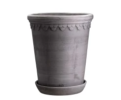 Bergs Potter Københavner Tall Kruka med Fat Raw Grey Terracotta Ø18