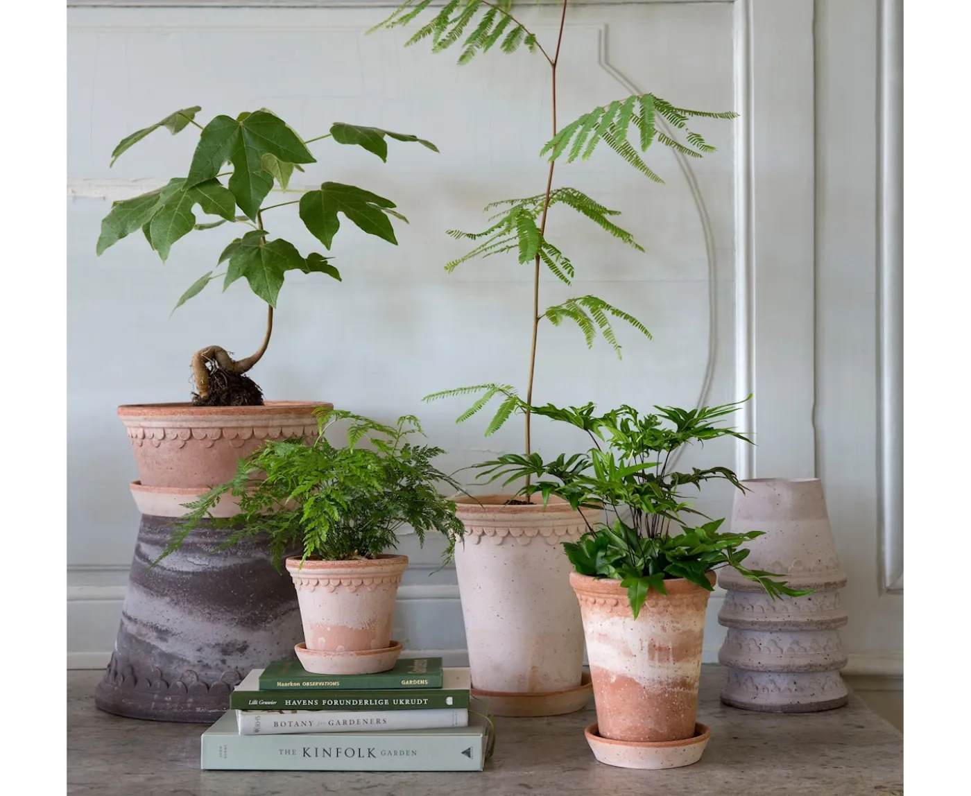 Bergs Potter Københavner Tall Kruka med Fat Raw Rosa Terracotta Ø14