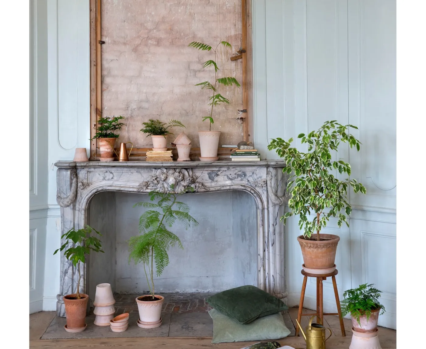 Bergs Potter Københavner Tall Kruka med Fat Raw Rosa Terracotta Ø14