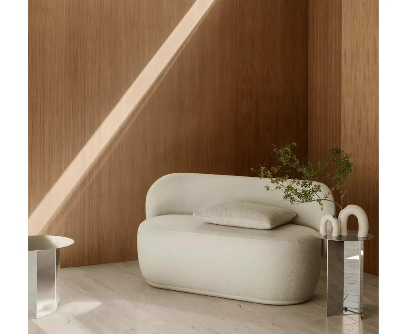 Blomus Kuon 2-sits soffa Boucla Beige 137cm