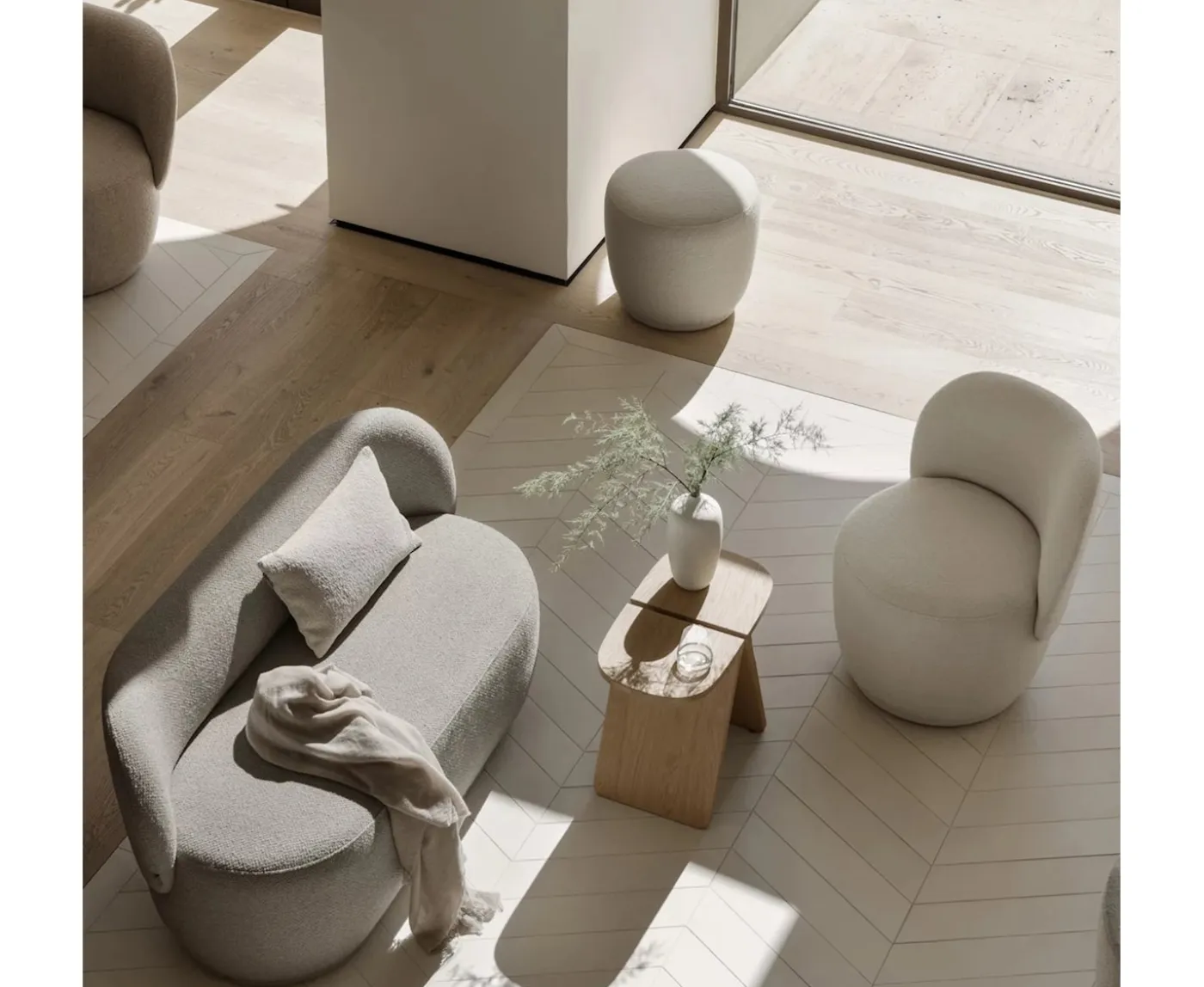 Blomus Kuon Sittpuff Boucla Beige Ø48