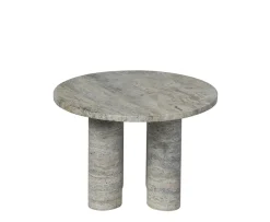 Blomus Volos Sidobord Silver Travertine Ø52