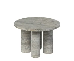 Blomus Volos Sidobord Silver Travertine Ø52