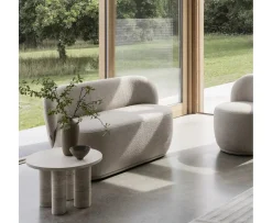Blomus Volos Sidobord Silver Travertine Ø52