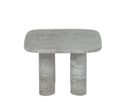 Blomus Volos Sidobord Silver Travertine 52x52