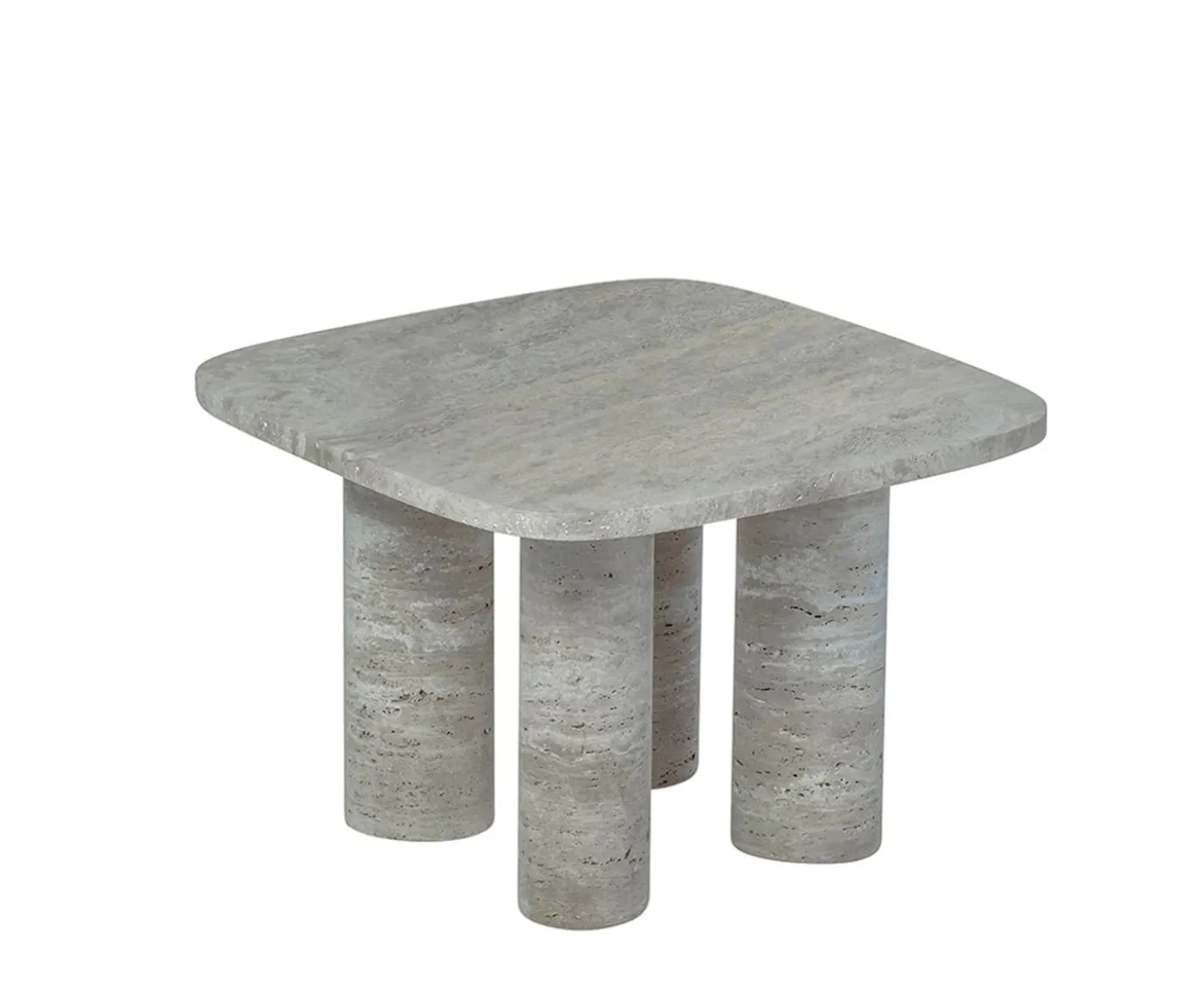 Blomus Volos Sidobord Silver Travertine 52x52