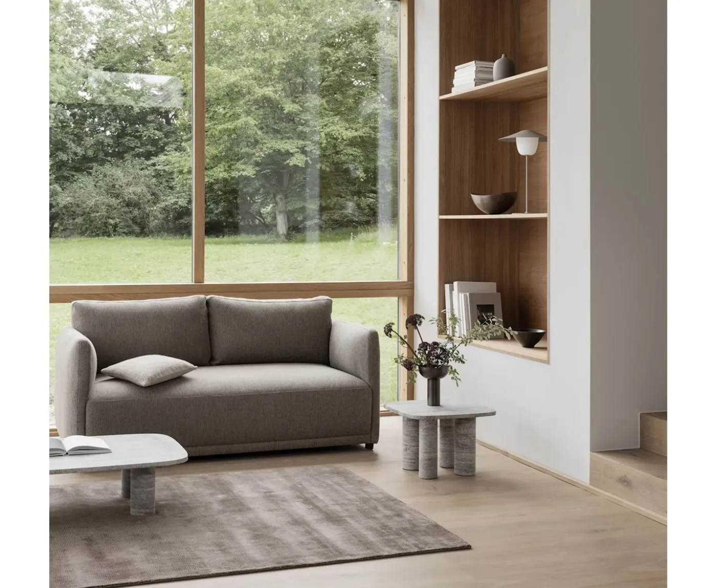 Blomus Volos Sidobord Silver Travertine 52x52