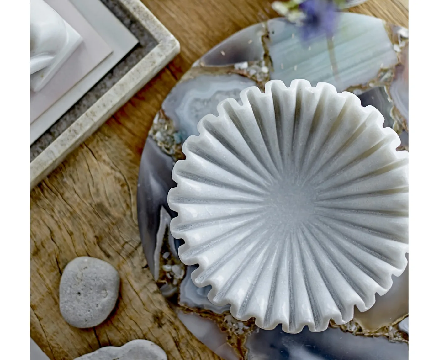 Bloomingville Harmonia Skål Marmor White Ø17